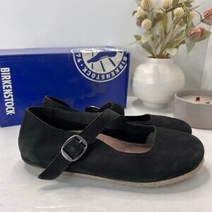 Birkenstock Tracy Mary Jane Leather Flat Shoe Black Buckle Women's 10/Men 8 EU41